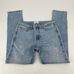 FRAME High Rise Straight Leg Bleach Spotted Jeans Zipper 5 Pocket Style Size 27